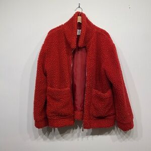 myStyle Red Oversized Teddy Coat